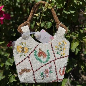 NWT Made in India Western Country Cowboy Hat Horseshoe Horse Beaded Bag